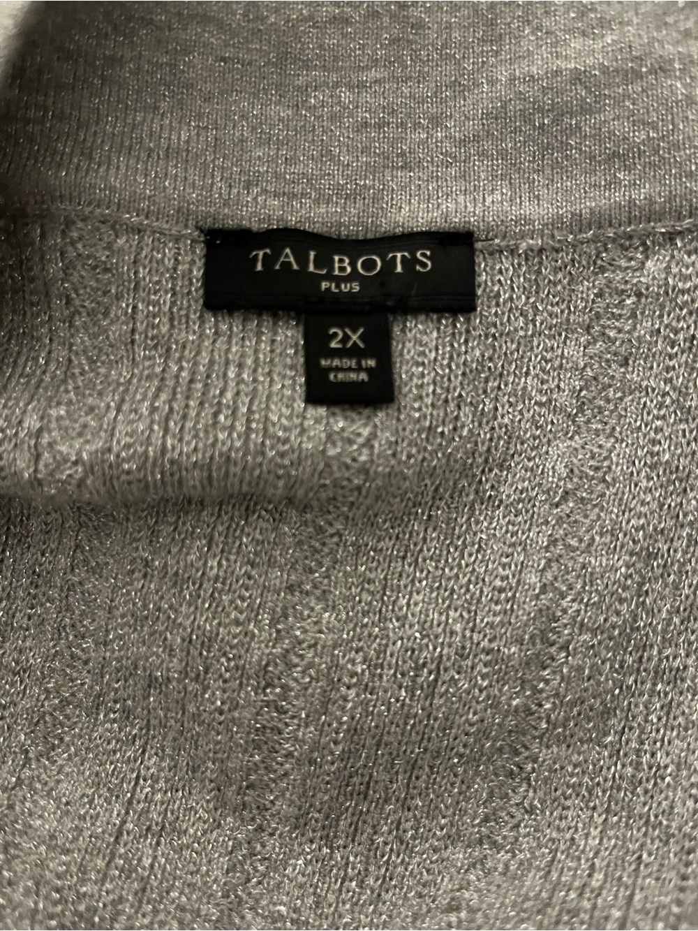 Talbots Light Gray Open-Front Ribbed Cardigan 2X - Picture 6 of 8